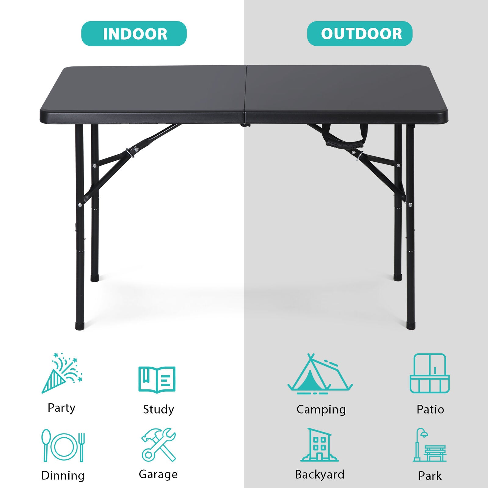 Foldable Table 180cm Black Wood Theme
